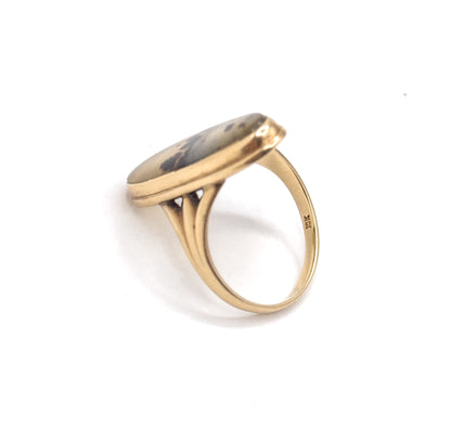 Vintage Dendritic Agate Ring in 10K Yellow Gold