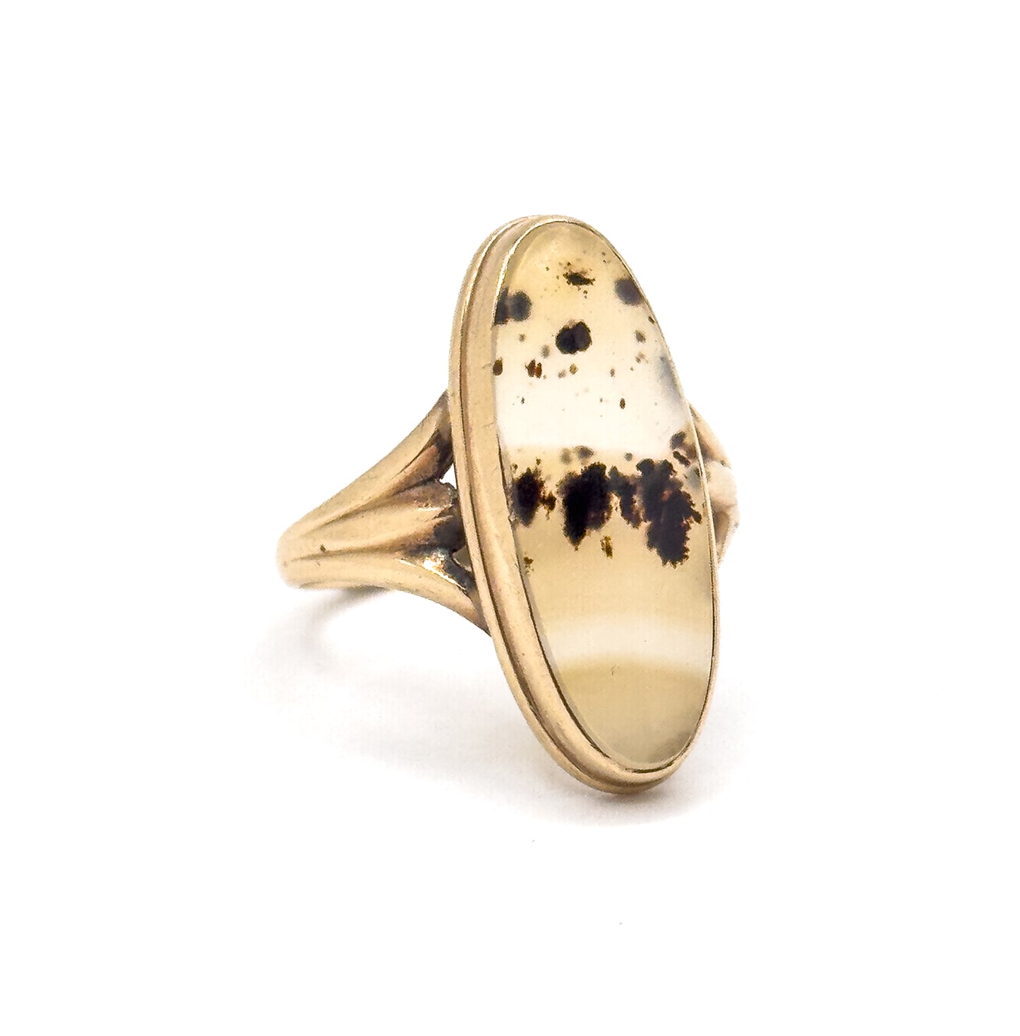 Vintage Dendritic Agate Ring in 10K Yellow Gold