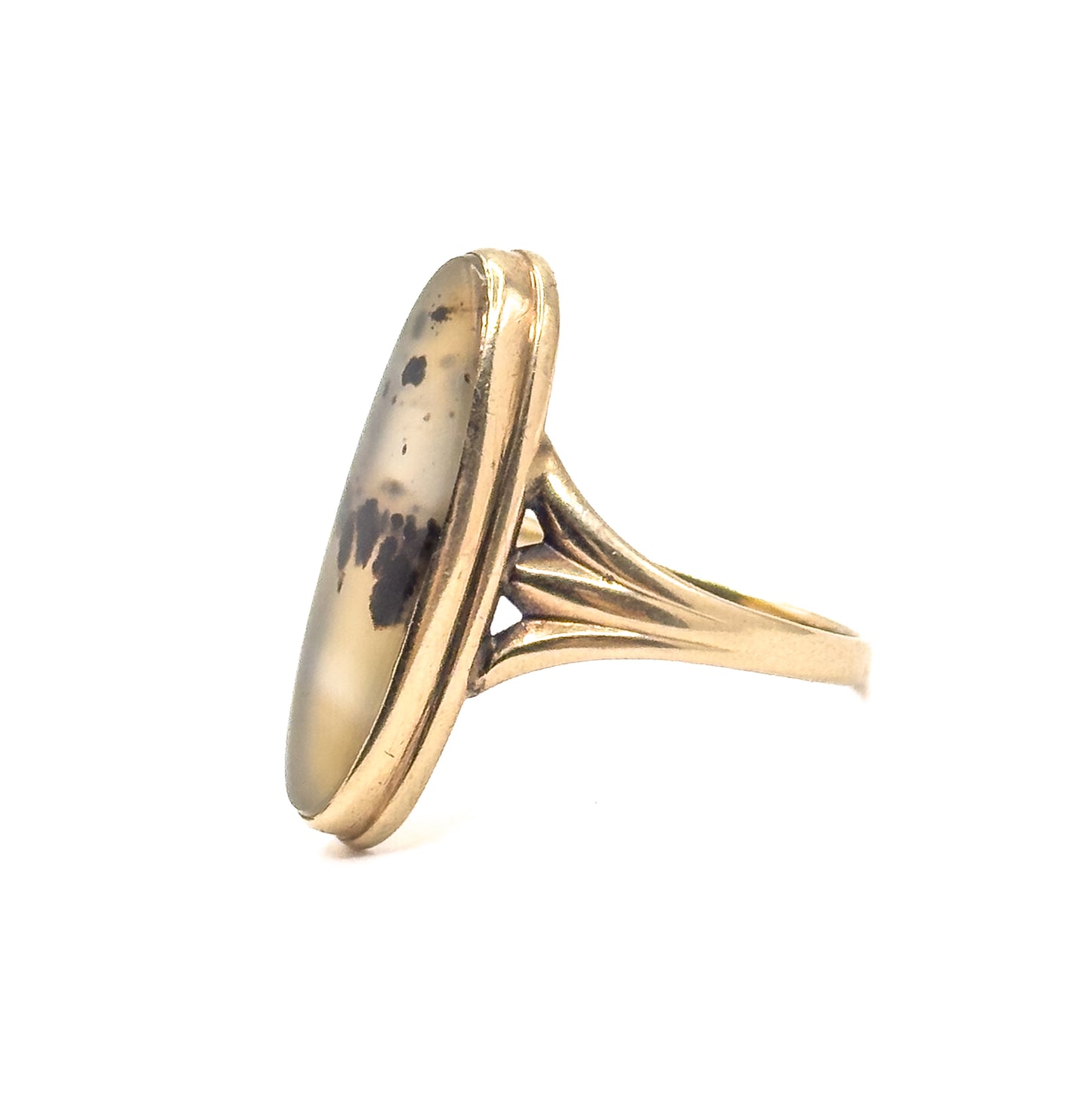 Vintage Dendritic Agate Ring in 10K Yellow Gold