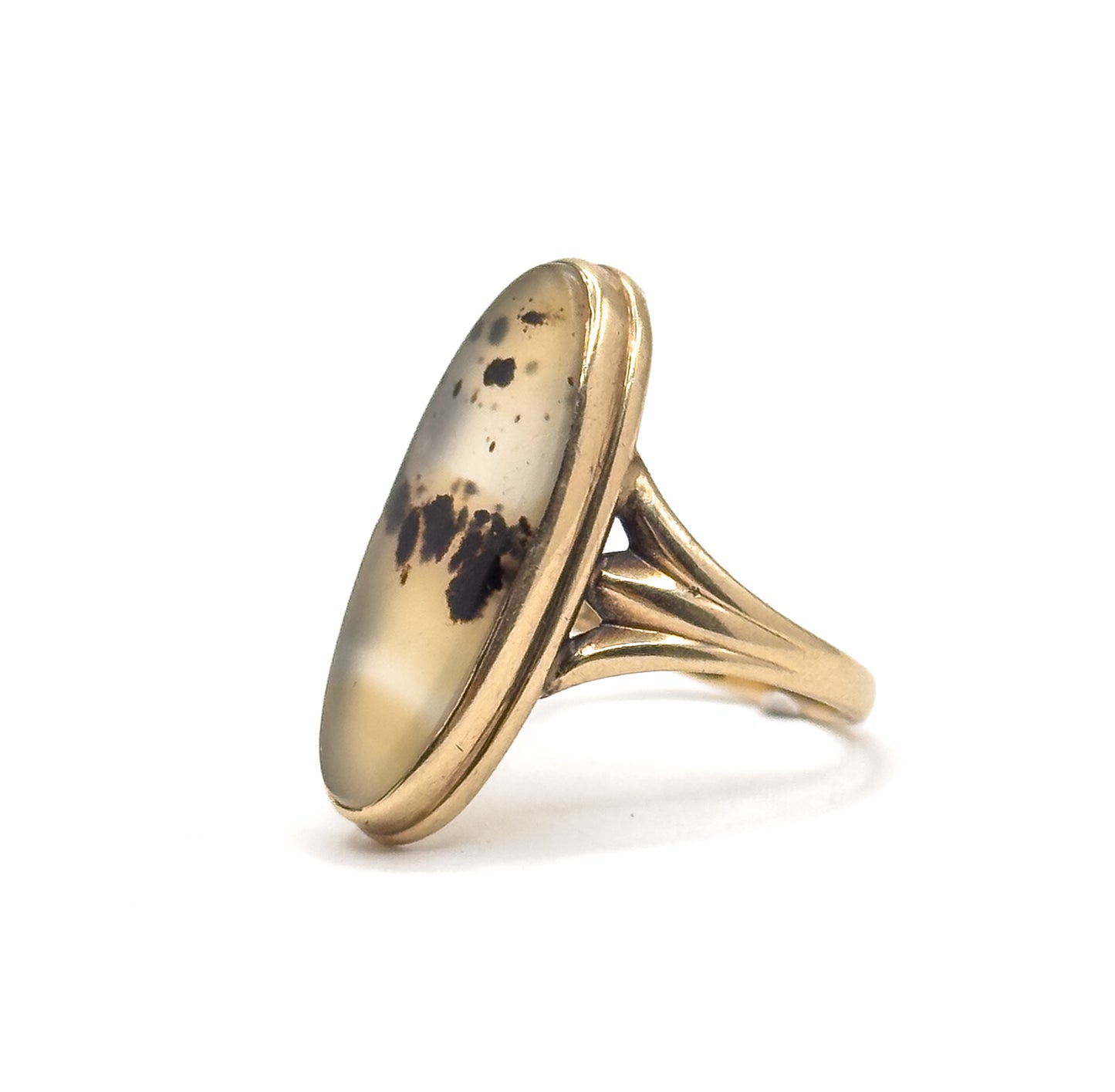 Vintage Dendritic Agate Ring in 10K Yellow Gold