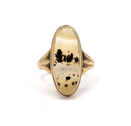 Vintage Dendritic Agate Ring in 10K Yellow Gold
