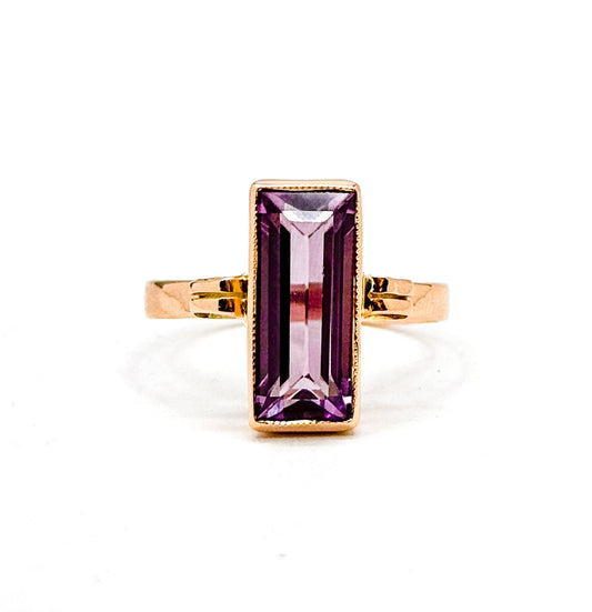 Vintage Synthetic Color Change Sapphire Ring in 14K Rose Gold