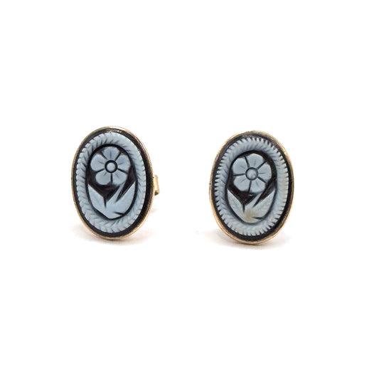 Victorian Forget Me Not Flower Stud Earrings in 10K Gold