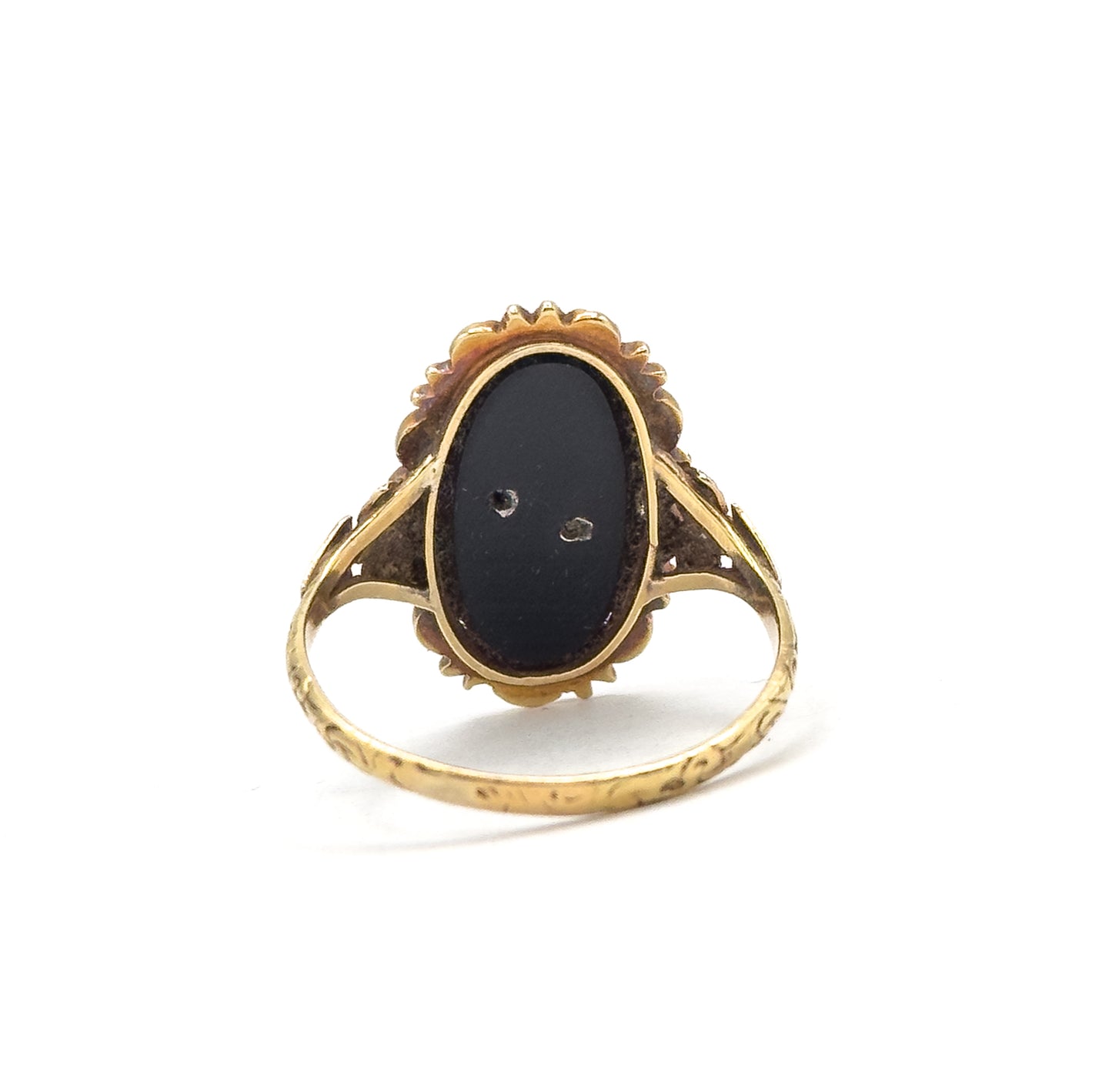 Antique Onyx Floral Ring in 14K Gold