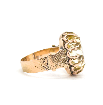 Antique Victorian Yellow Quartz Ring in 10K Rose Gold