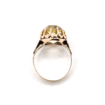 Antique Victorian Yellow Quartz Ring in 10K Rose Gold