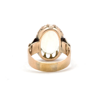 Antique Victorian Yellow Quartz Ring in 10K Rose Gold