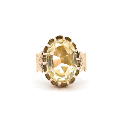 Antique Victorian Yellow Quartz Ring in 10K Rose Gold