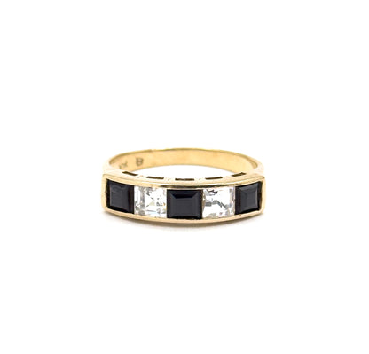 Vintage Channel Set Black & White Ring in 10K Gold