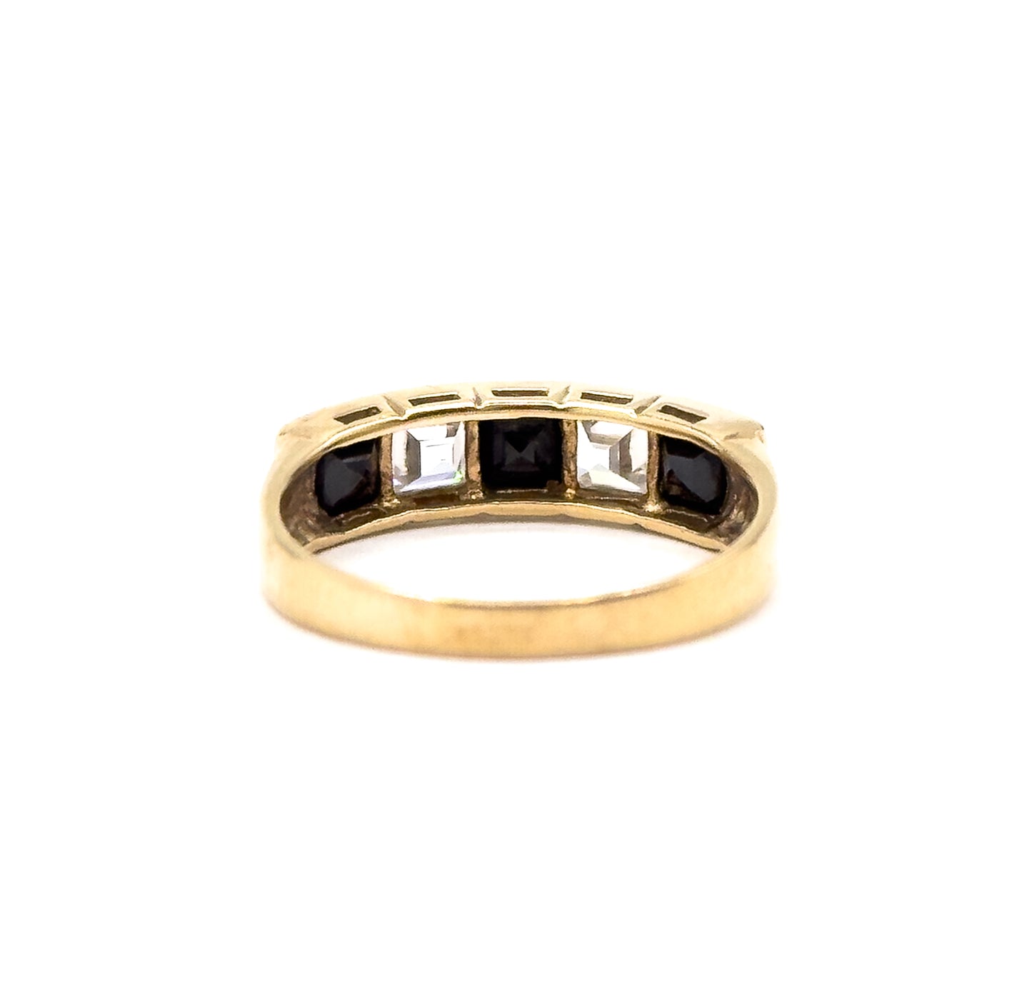 Vintage Channel Set Black & White Ring in 10K Gold