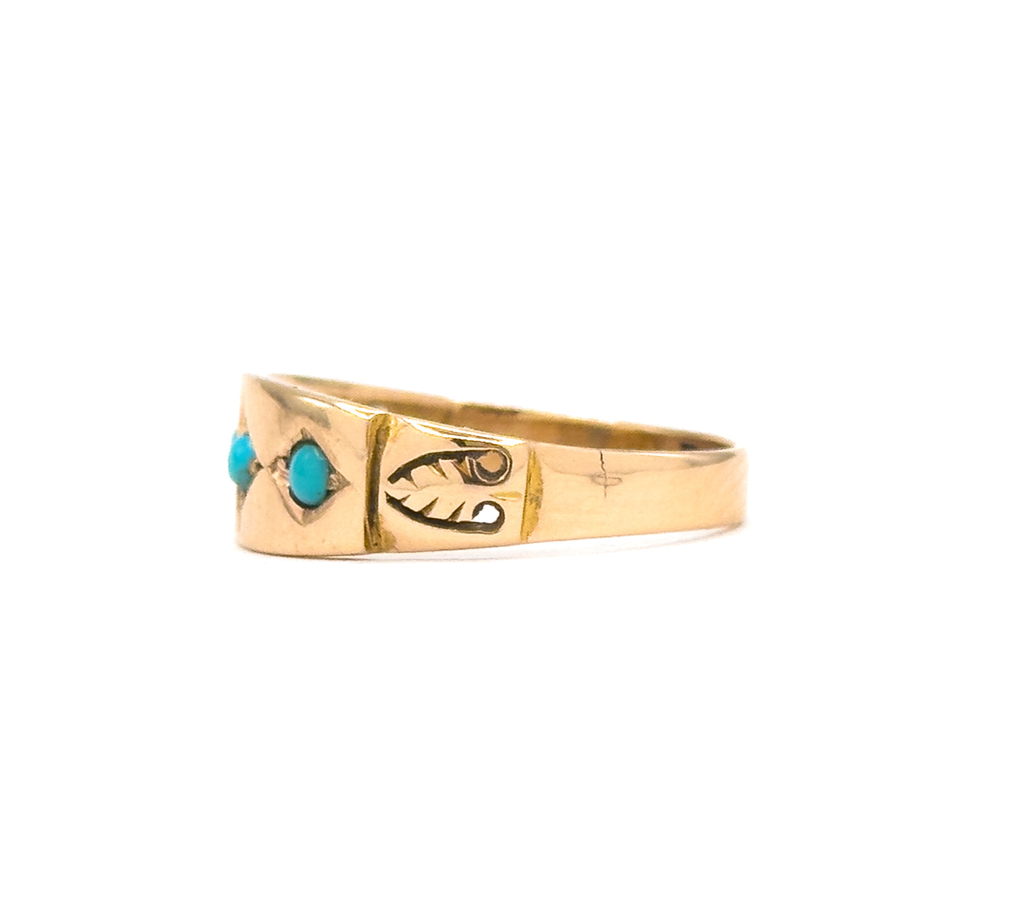 Antique Turquoise Cabochon Ring in 15K Gold, fully hallmarked