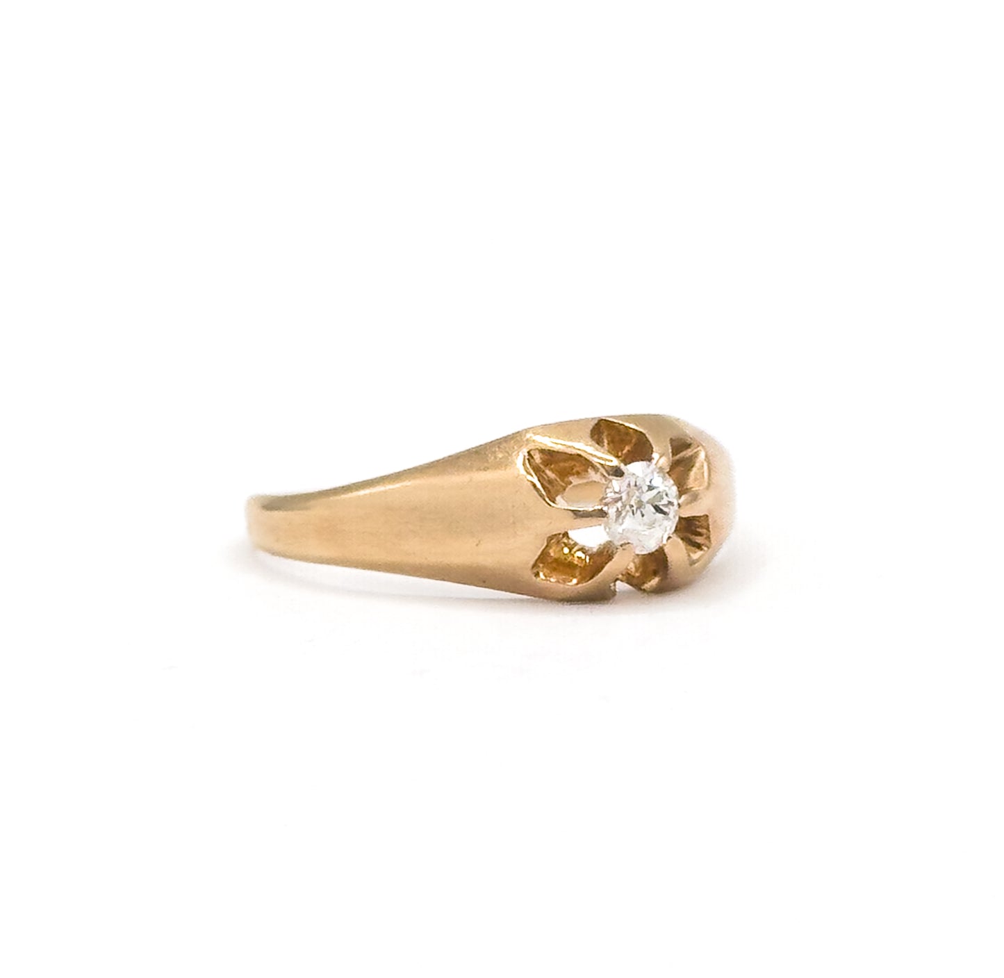 Vintage Buttercup Set Diamond Ring in 14K Gold