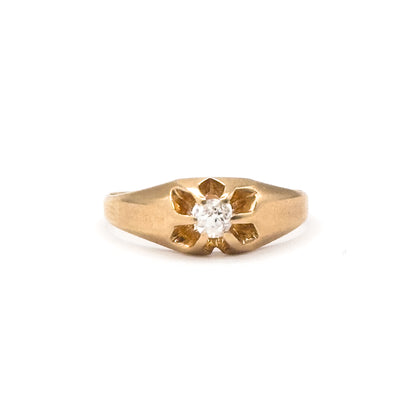 Vintage Buttercup Set Diamond Ring in 14K Gold