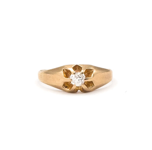 Vintage Buttercup Set Diamond Ring in 14K Gold