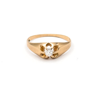 Vintage Buttercup Set Diamond Ring in 14K Gold