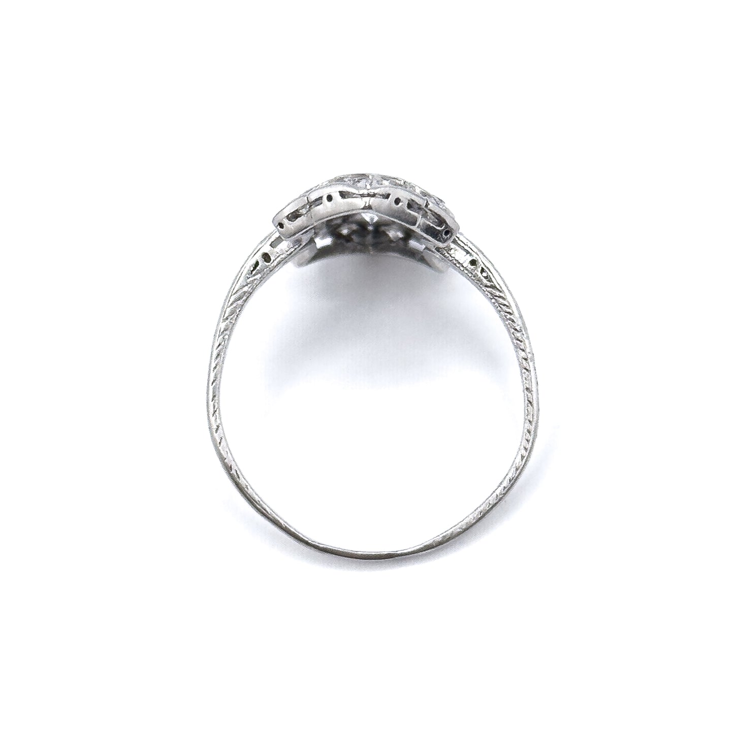Edwardian Diamond Shield Ring in 900 Platinum