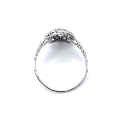 Edwardian Diamond Shield Ring in 900 Platinum