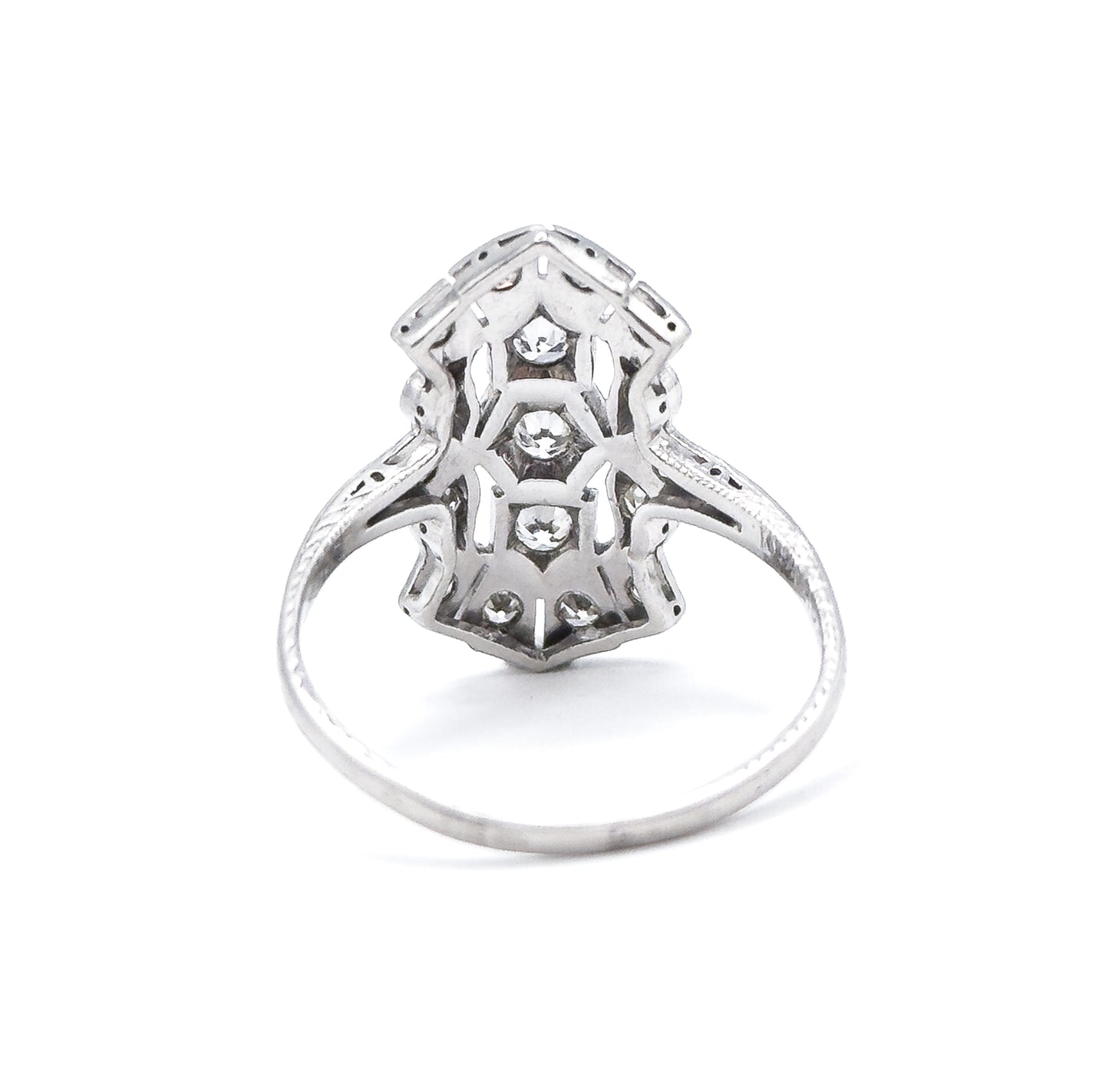 Edwardian Diamond Shield Ring in 900 Platinum