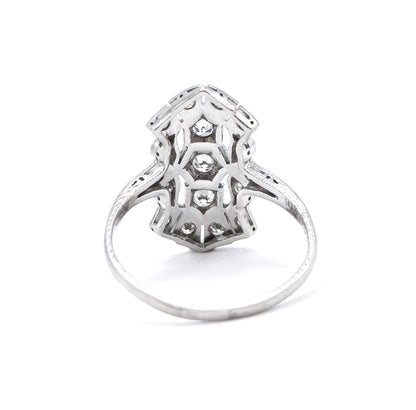 Edwardian Diamond Shield Ring in 900 Platinum