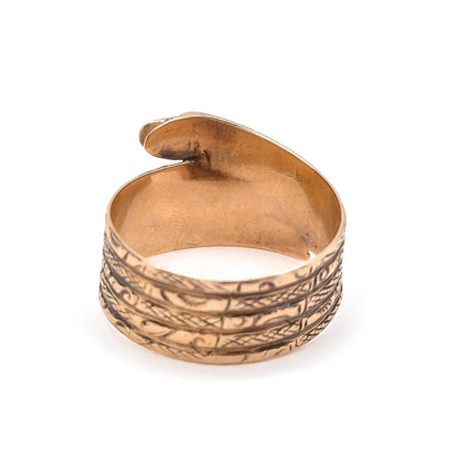 Victorian Wide Band Snake Ring with Enamel Details