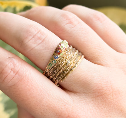 Victorian Wide Band Snake Ring with Enamel Details