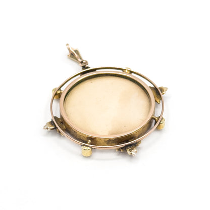 Edwardian locket pendant with Pearls and Ivy motif in 9k Gold