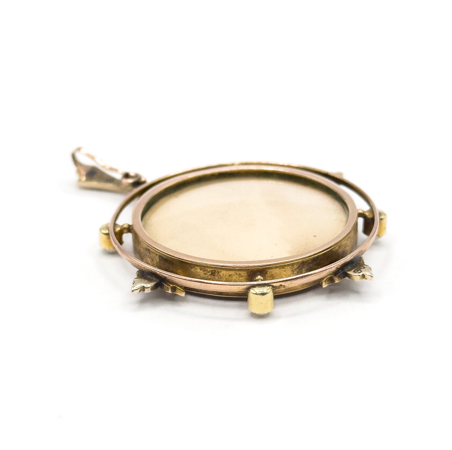 Edwardian locket pendant with Pearls and Ivy motif in 9k Gold
