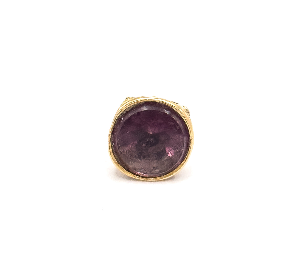 Victorian Amethyst-Hued Paste Fob Pendant in 14K Yellow Gold