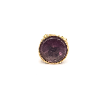 Victorian Amethyst-Hued Paste Fob Pendant in 14K Yellow Gold