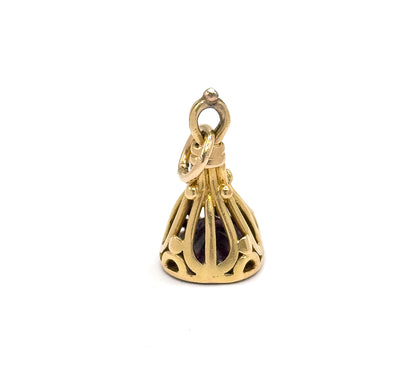 Victorian Amethyst-Hued Paste Fob Pendant in 14K Yellow Gold