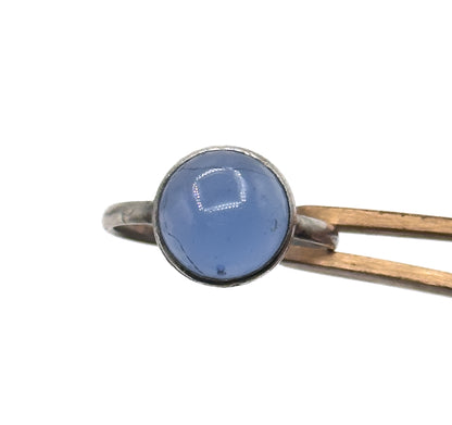 Vintage Blue Glass Cabochon Bracelet & Ring Set in Silver