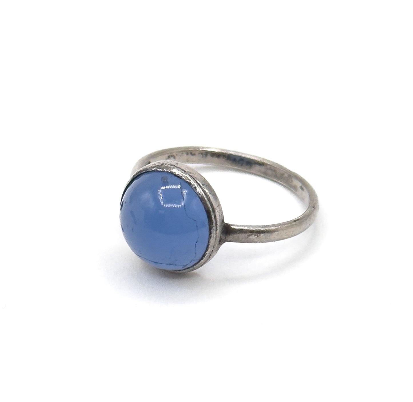 Vintage Blue Glass Cabochon Bracelet & Ring Set in Silver