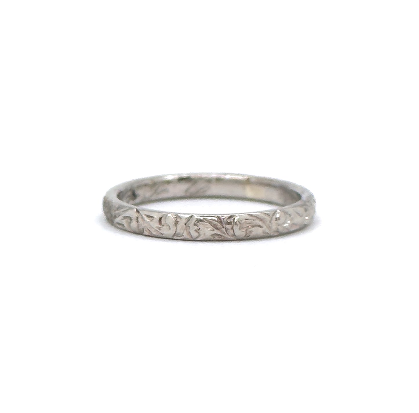 Art Deco Engraved Childs Ring Size 2 in White Gold