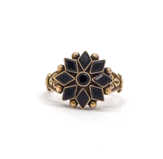 Victorian Onyx Star Ring in 14K