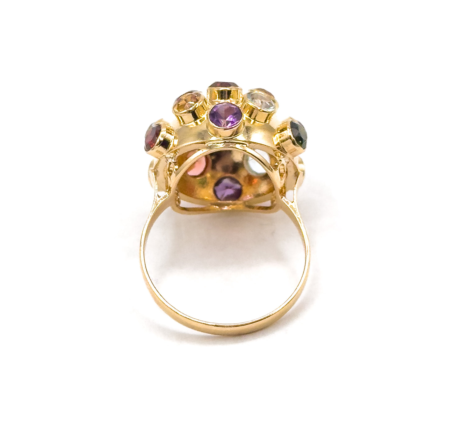 Mid-Century Rainbow Gemstone Sputnik Ring in 18K Gold
