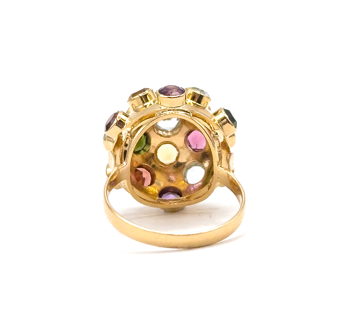 Mid-Century Rainbow Gemstone Sputnik Ring in 18K Gold