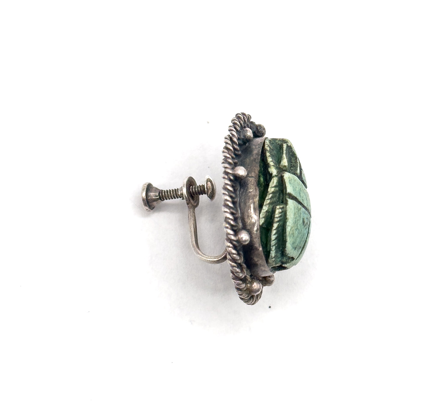 Vintage Scarab Screw Back earrings in Silver