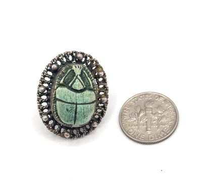 Vintage Scarab Screw Back earrings in Silver