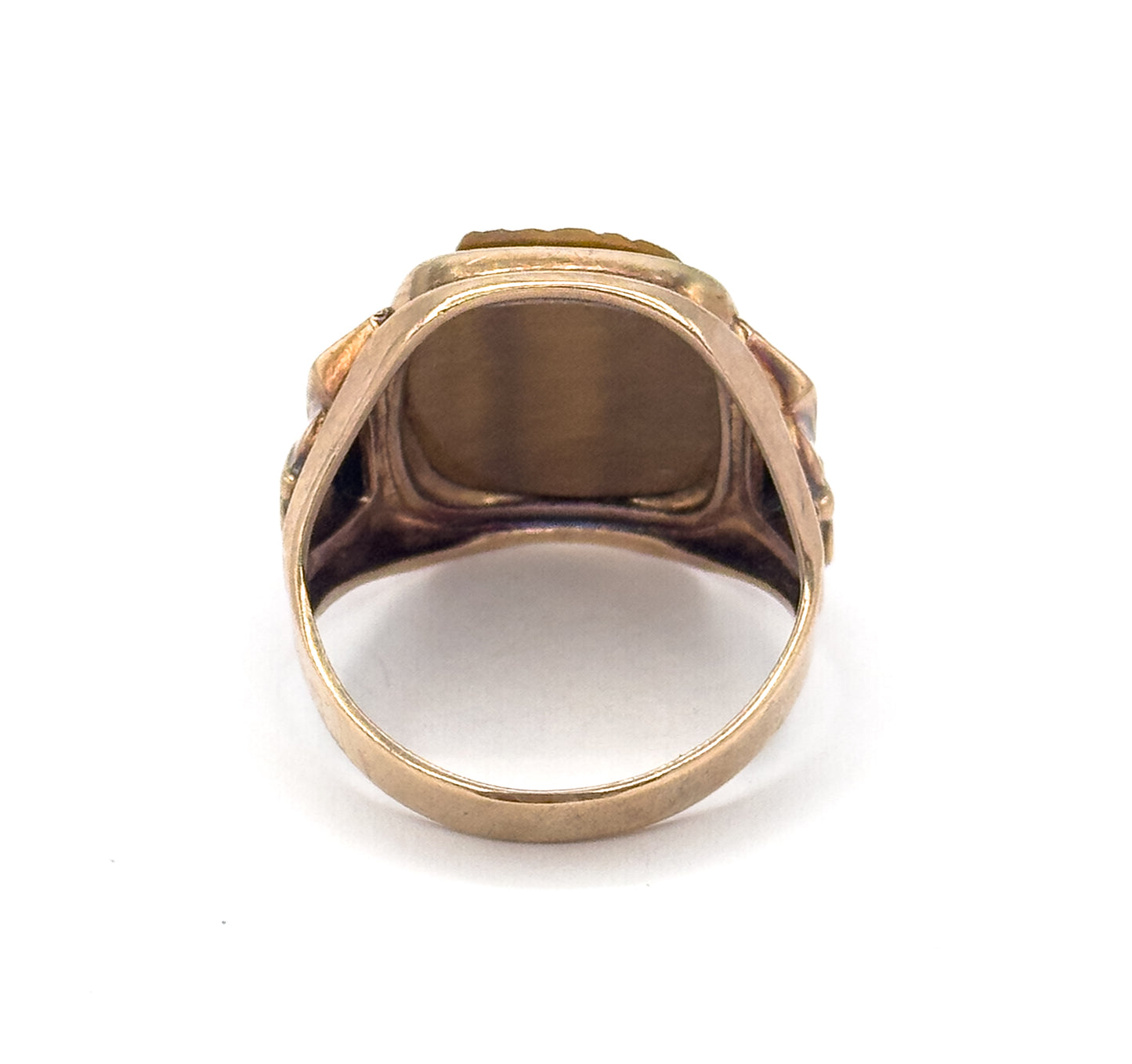 1940s Vintage Tigers Eye Solider Cameo Ring in Gold