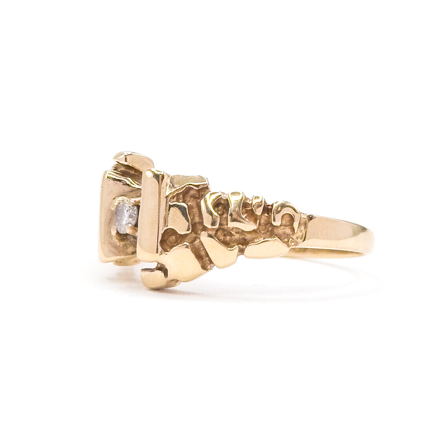 Vintage Diamond Nugget Ring in 14K Gold