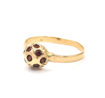Vintage Handmade Garnet Ring in 16K yellow gold