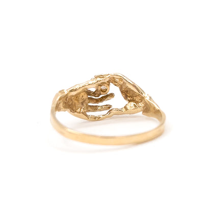 Vintage Clasped hands Ring in 14K Gold