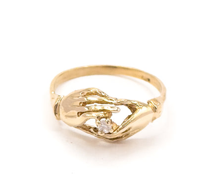 Vintage Clasped hands Ring in 14K Gold