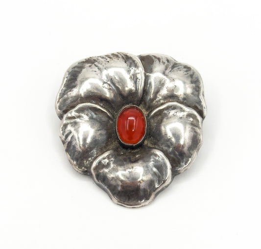 Art Nouveau Pansy Brooch in 826 silver by Bernhard Hertz