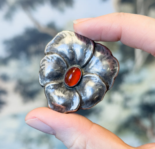 Art Nouveau Pansy Brooch in 826 silver by Bernhard Hertz