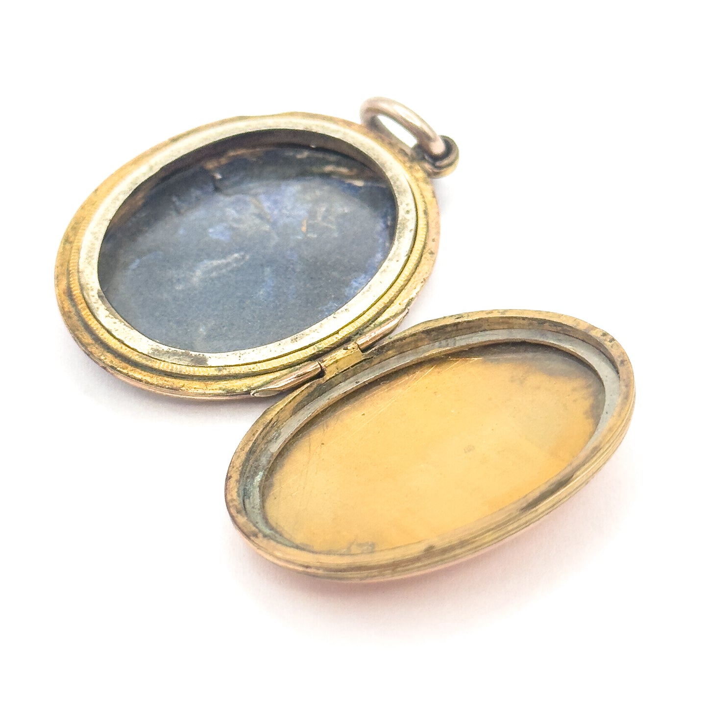 Victorian Mizpah Enamel Locket Pendant in Gold Tone