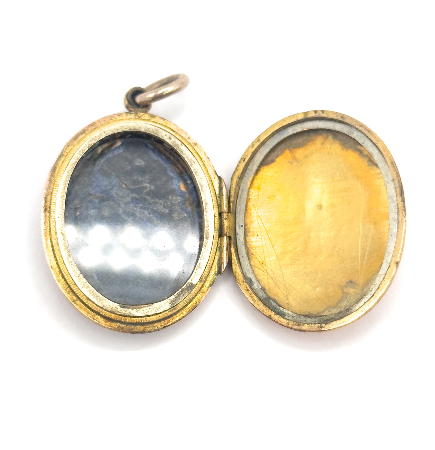 Victorian Mizpah Enamel Locket Pendant in Gold Tone