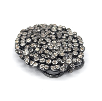 Georgian Black Dot Paste Buckle Brooch in Silver