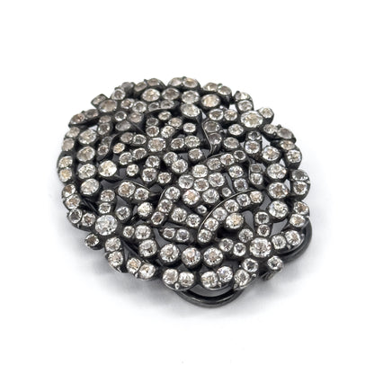 Georgian Black Dot Paste Buckle Brooch in Silver