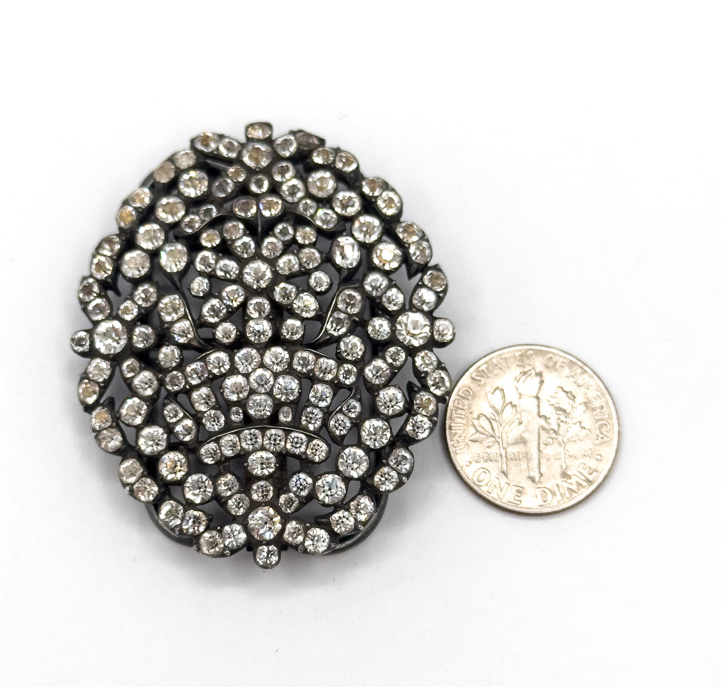 Georgian Black Dot Paste Buckle Brooch in Silver